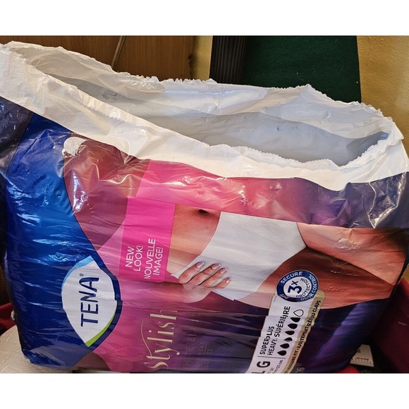 TENA Stylish White Underwear Women Adult Diapers Large 37-50" Waist 30 Total - Picture 3 of 4